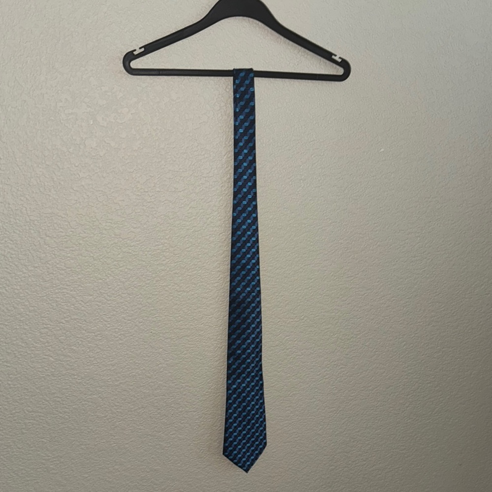 Blue and Black Patterned Men's Tie